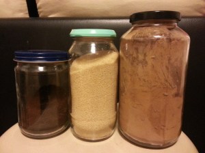 Wash and reuse glass jars after use. This way, you can store dry goods like coffee and sugar in glass rather than the original plastic.